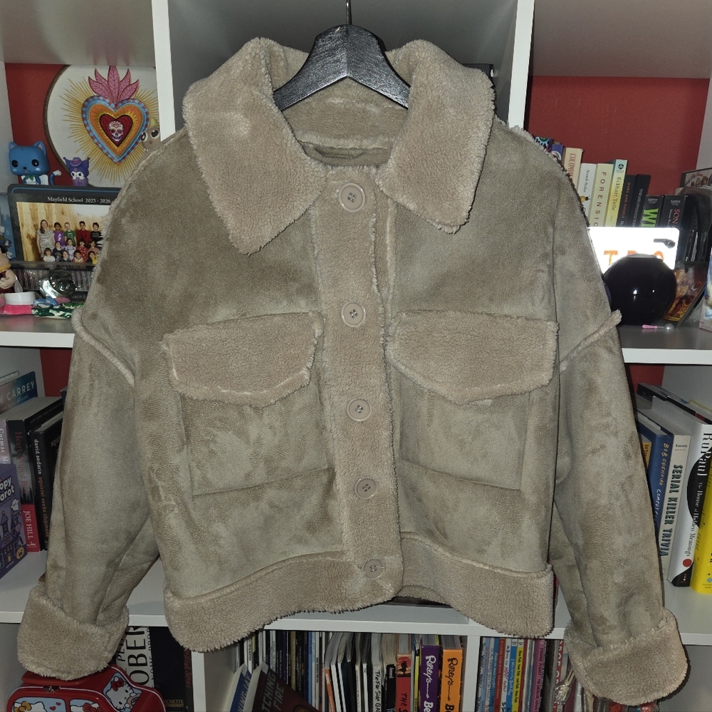 Garage Beige Faux Shearling Coat